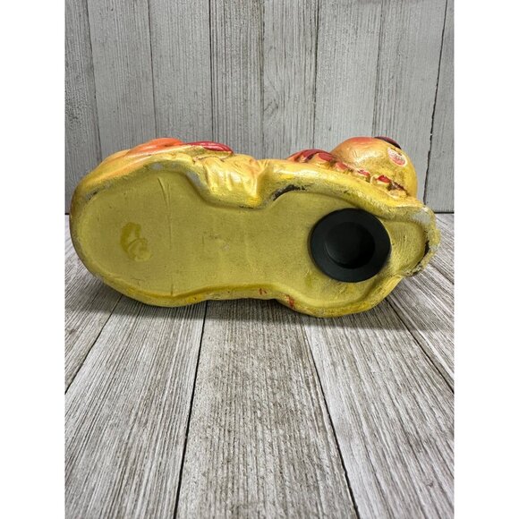 Vintage MCM Chalkware/Paper Mache Lion Coin Piggy Bank Painted Red Orange 6.5" L - Picture 4 of 8